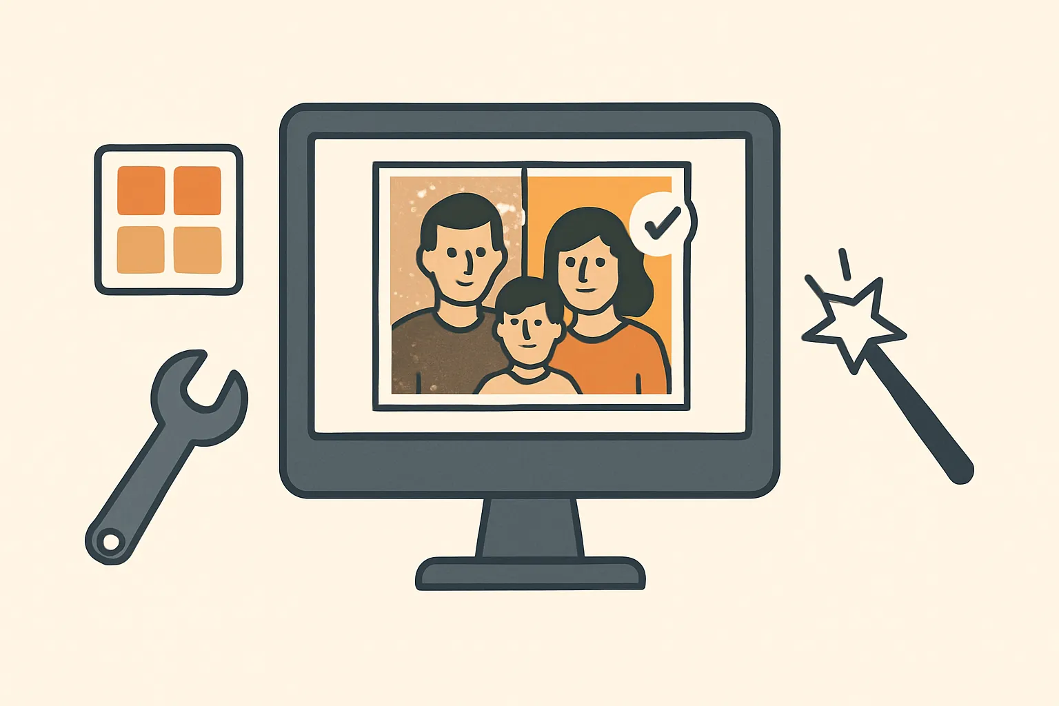 How to Restore Old Scanned Family Photos at Home – illustration